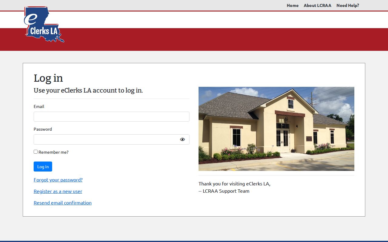 Richland Parish docket search eClerksLA sign-in screen
