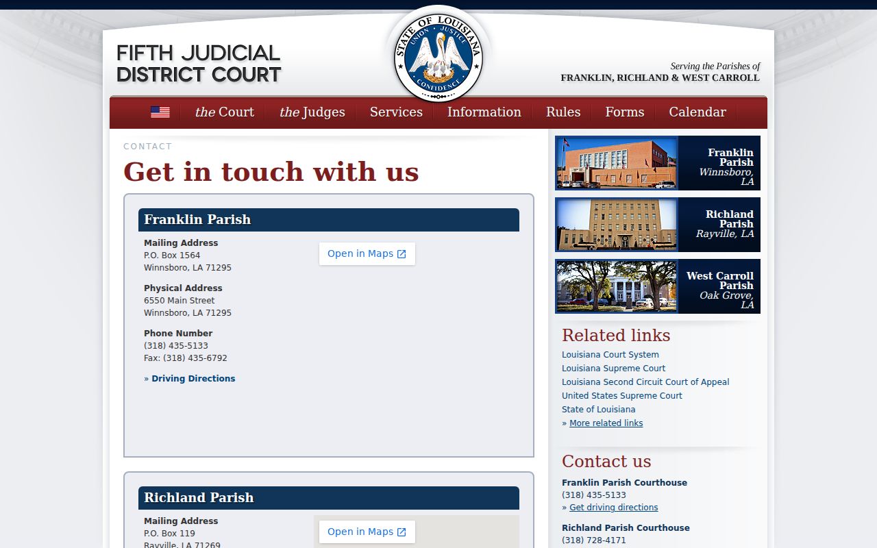 Richland Parish court docket court contact details