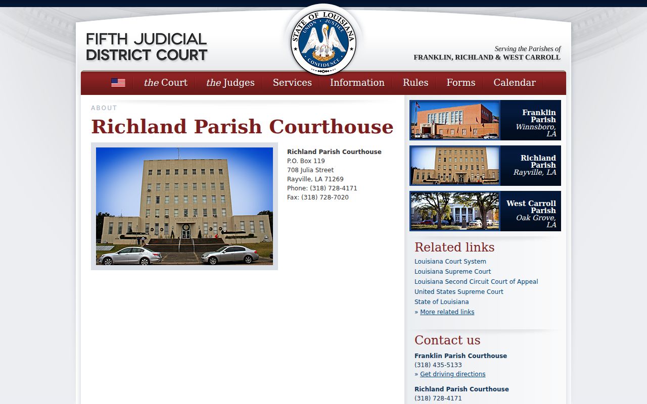 Richland Parish court docket courthouse records location