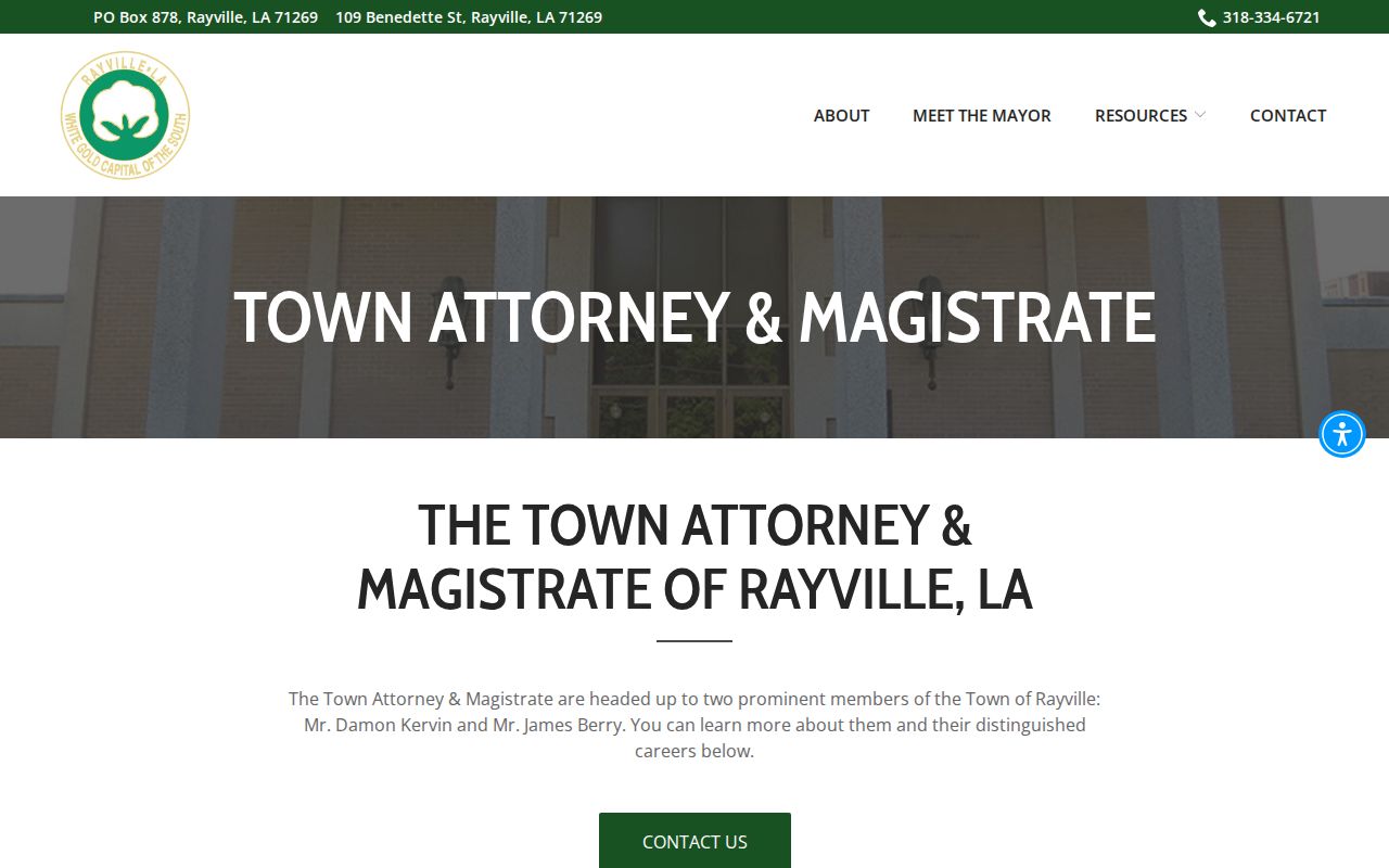 Rayville municipal court magistrate record contact page