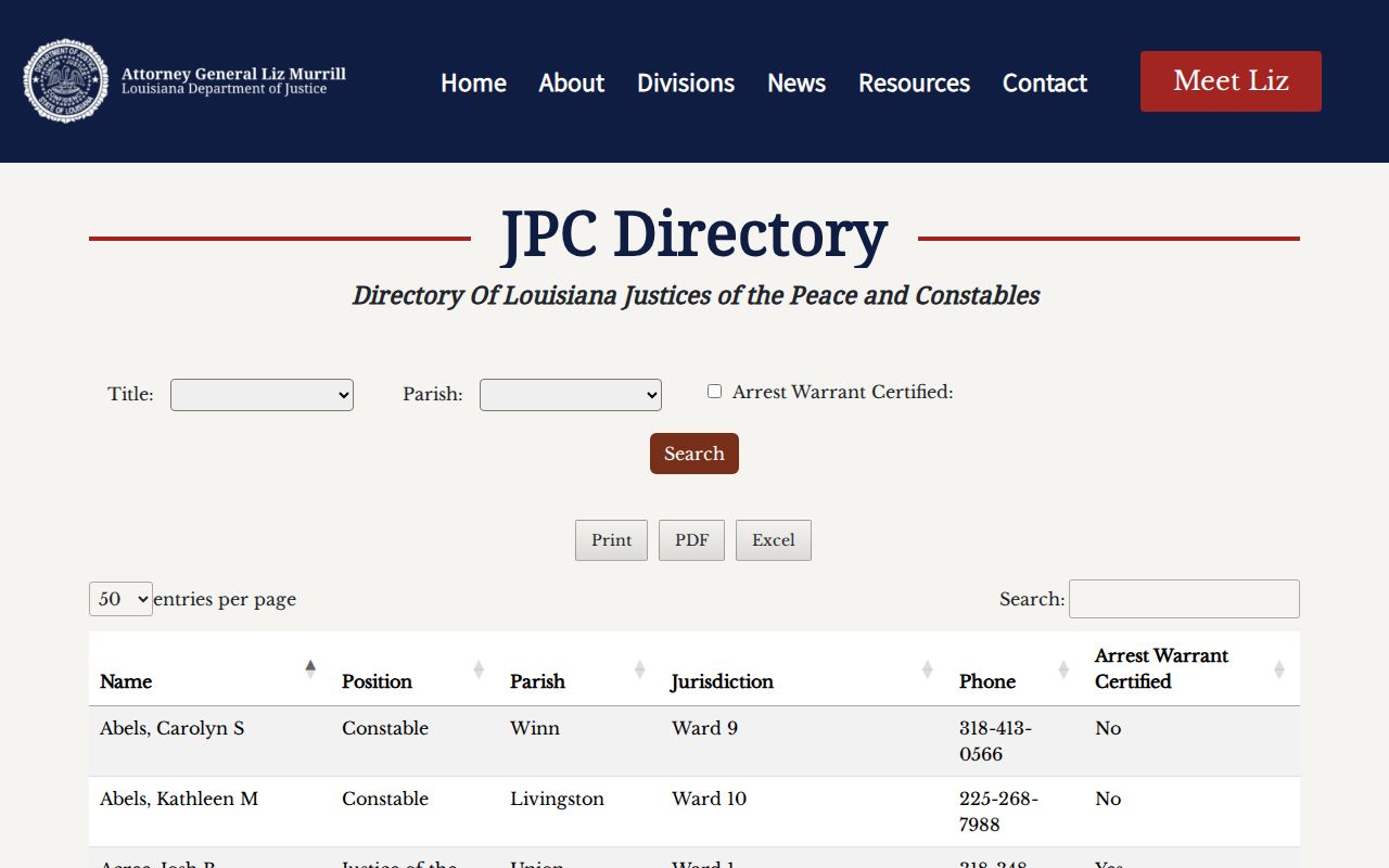 Richland Parish traffic court records Justice Court directory